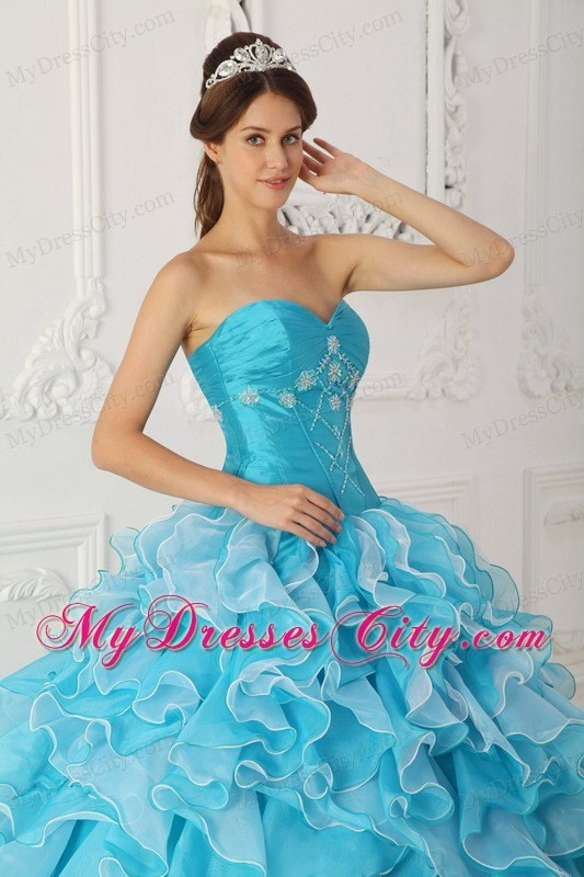 A-Line Sweetheart Beading Quinceanera Dress in Baby Blue - MyDressCity.com