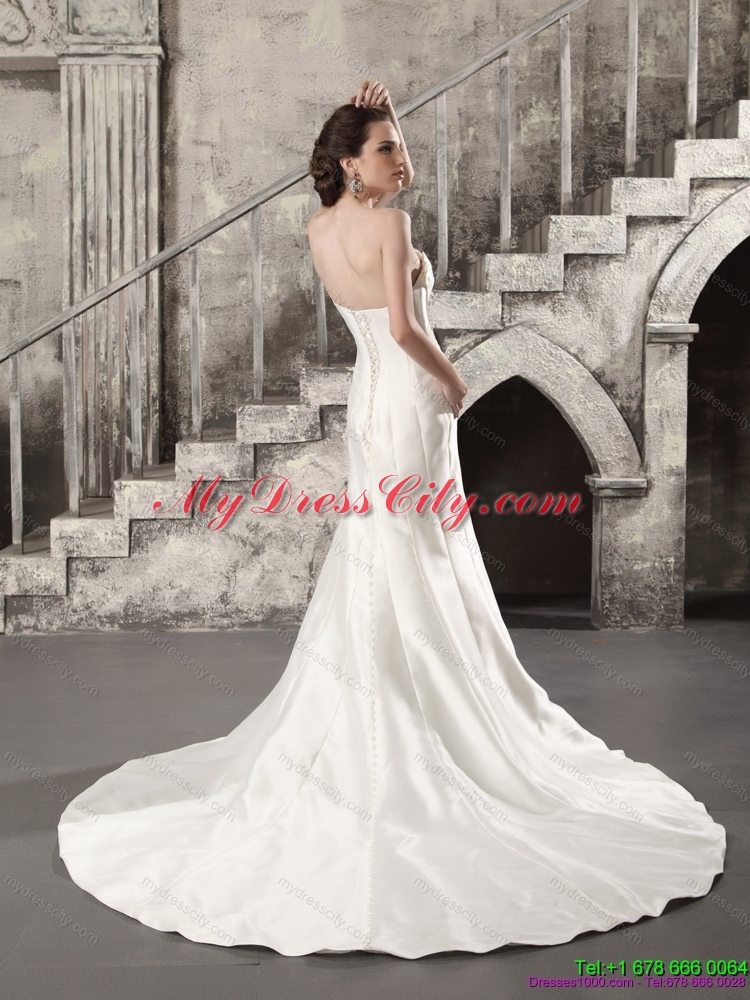 2015 Exquisite Mermaid Strapless Wedding Dress With Ruching And Beading 7760