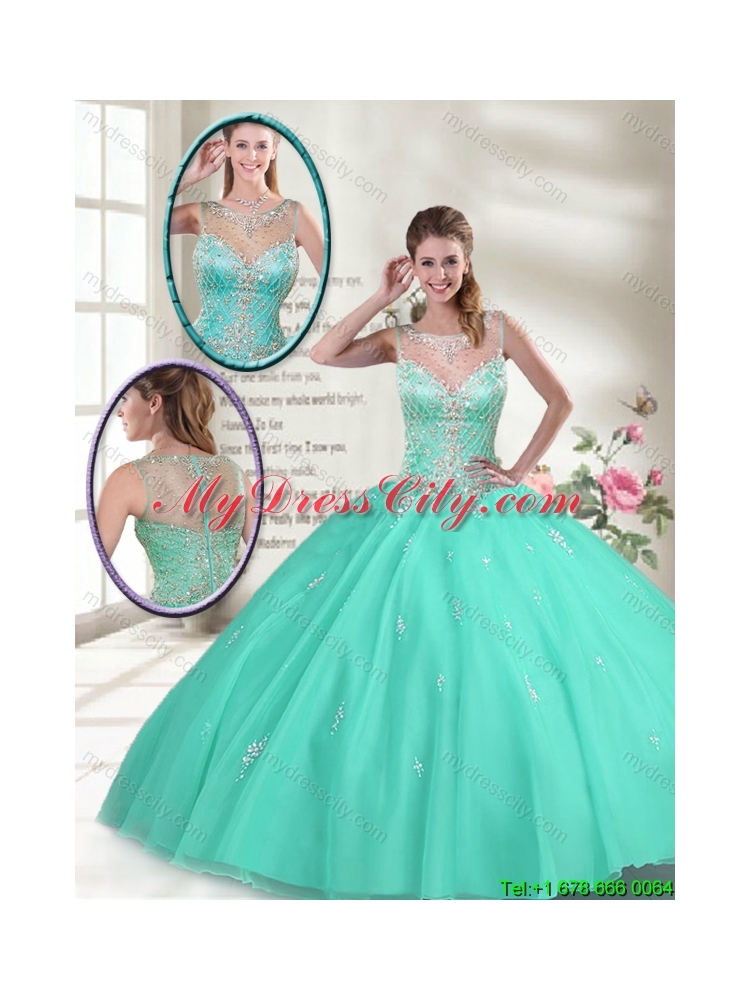 Summer Hot Sale Apple Green Sweet 16 Dresses with Beading