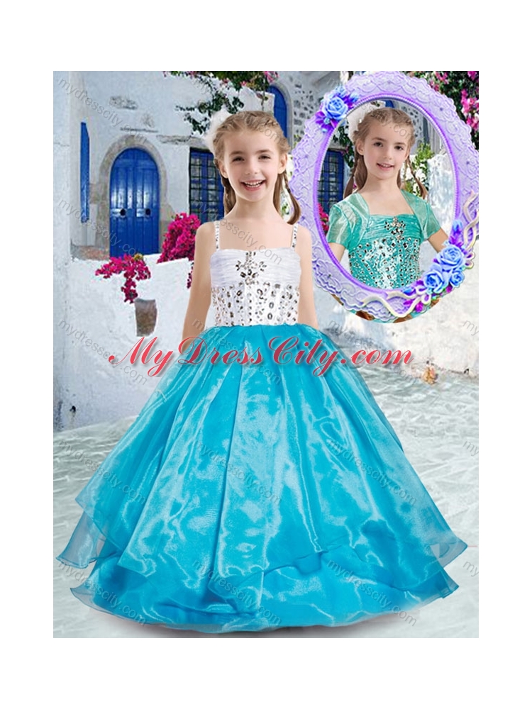 2016 Perfect Spaghetti Straps Ball Gown Little Girl Pageant Dresses with Beading