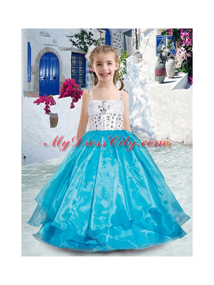 2016 Perfect Spaghetti Straps Ball Gown Little Girl Pageant Dresses with Beading
