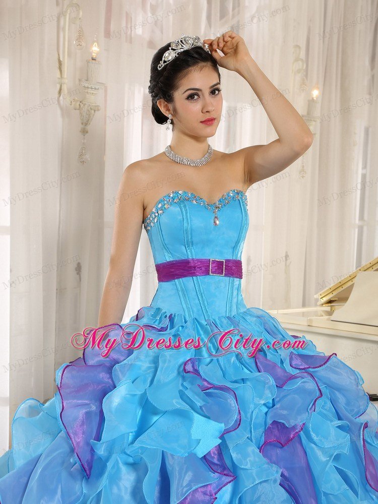 Multi-color Sweetheart Ruffles Sash 2013 Dress For Sweet 15 ...