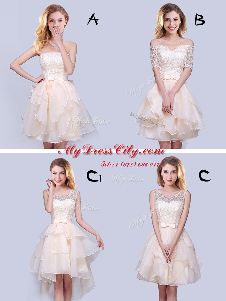 Fashionable A-line Quinceanera Court Dresses Champagne Strapless ...