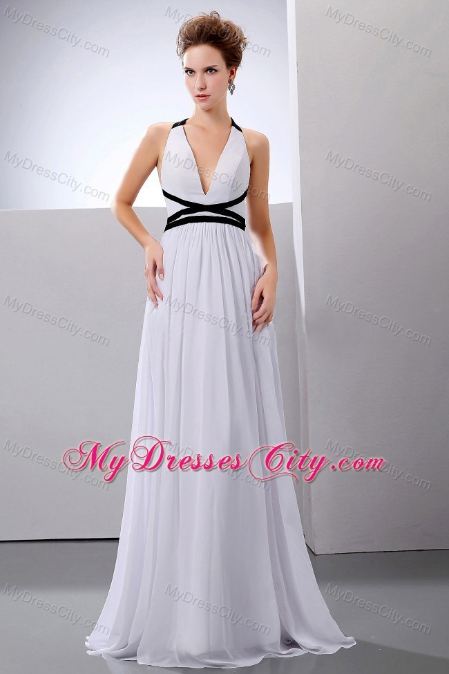 Sexy Empire Halter Top Backless White Chiffon Wedding Gown With Sashes 2975