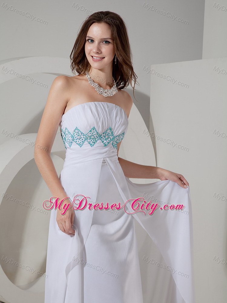 2013 White Ruches and Beaded Chiffon Prom Dress in Party - MyDressCity.com