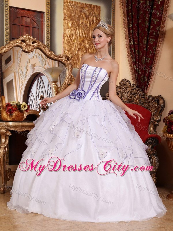 Beaded Flowers Ruffles White Quinceanera Gowns For 2013 - MyDressCity.com
