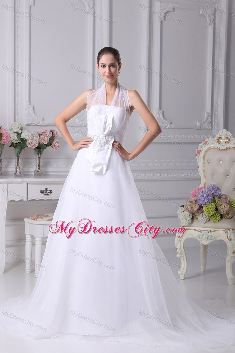 Simple Halter A-Line 2013 Wedding Dress for Garden Wedding