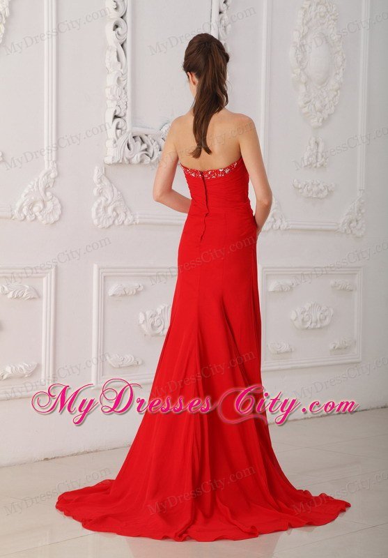 Sweetheart Beaded Ruching Chiffon Red Prom Dresses 2013 - MyDressCity.com