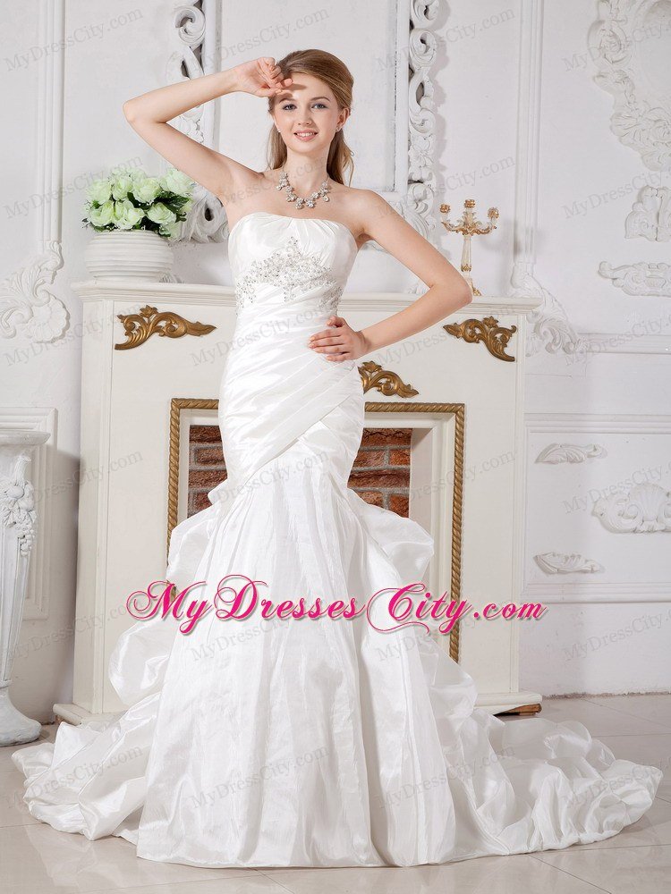 Perfect Mermaid Strapless Court Train Appliques Wedding Dress ...