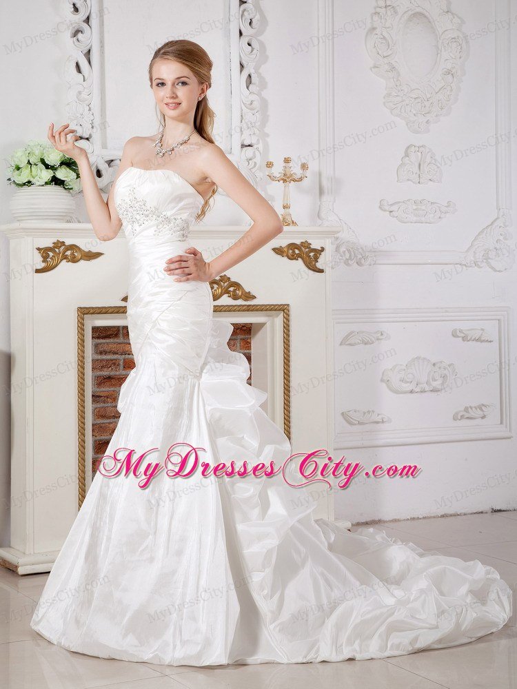 Perfect Mermaid Strapless Court Train Appliques Wedding Dress ...