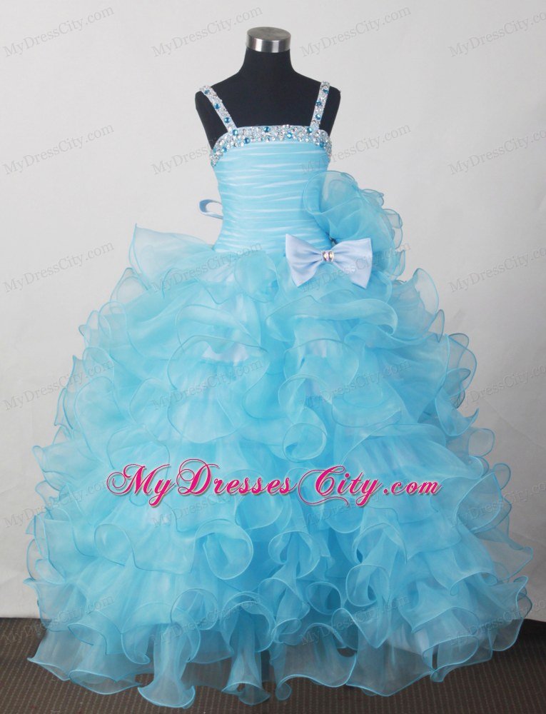 Little Girl Pageant Dresses with Beading Bow and Ruffled Layers ...