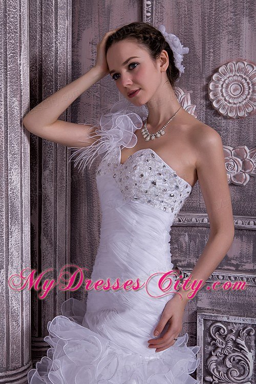 The Super Hot One Shoulder High low Wedding Dress with Beading